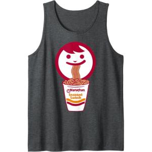 image:imageMaruchan Happy Face Eating Ramen Noodles Tank TopDark Heather Grey