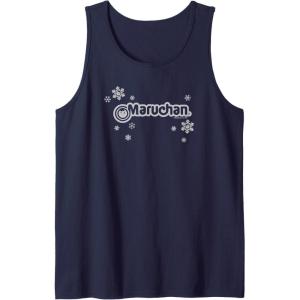 image:imageMaruchan Instant Lunch Christmas Snow Flakes Holiday Logo Tank TopNavy Blue