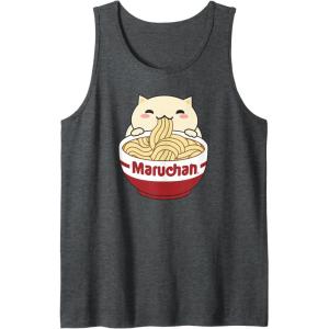 image:imageMaruchan Instant Lunch Cute Cat Ramen Bowl Logo Tank TopDark Heather Grey