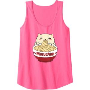 image:imageMaruchan Instant Lunch Cute Cat Ramen Bowl Logo Tank TopNeon Pink