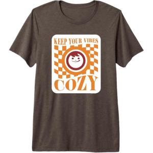 image:imageMaruchan Keep Your Vibes Cozy Checker Smiley Face Logo Premium Triblend TShirtBrown