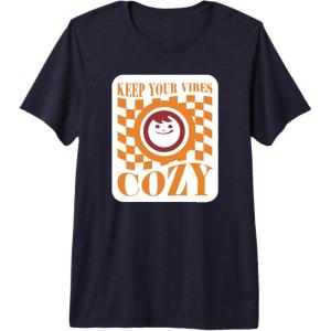 image:imageMaruchan Keep Your Vibes Cozy Checker Smiley Face Logo Premium Triblend TShirtNavy Blue