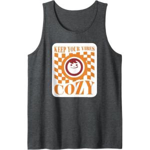 image:imageMaruchan Keep Your Vibes Cozy Checker Smiley Face Logo Tank TopDark Heather Grey
