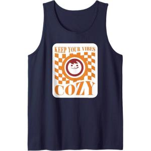 image:imageMaruchan Keep Your Vibes Cozy Checker Smiley Face Logo Tank TopNavy Blue