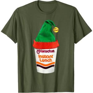 image:imageMaruchan Ramen Cup Christmas Elf Hat TShirtOlive Green