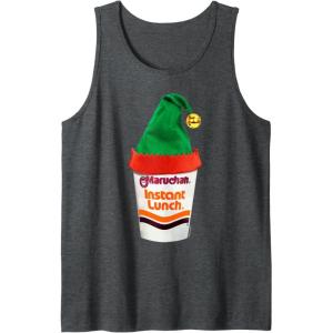 image:imageMaruchan Ramen Cup Christmas Elf Hat Tank TopDark Heather Grey