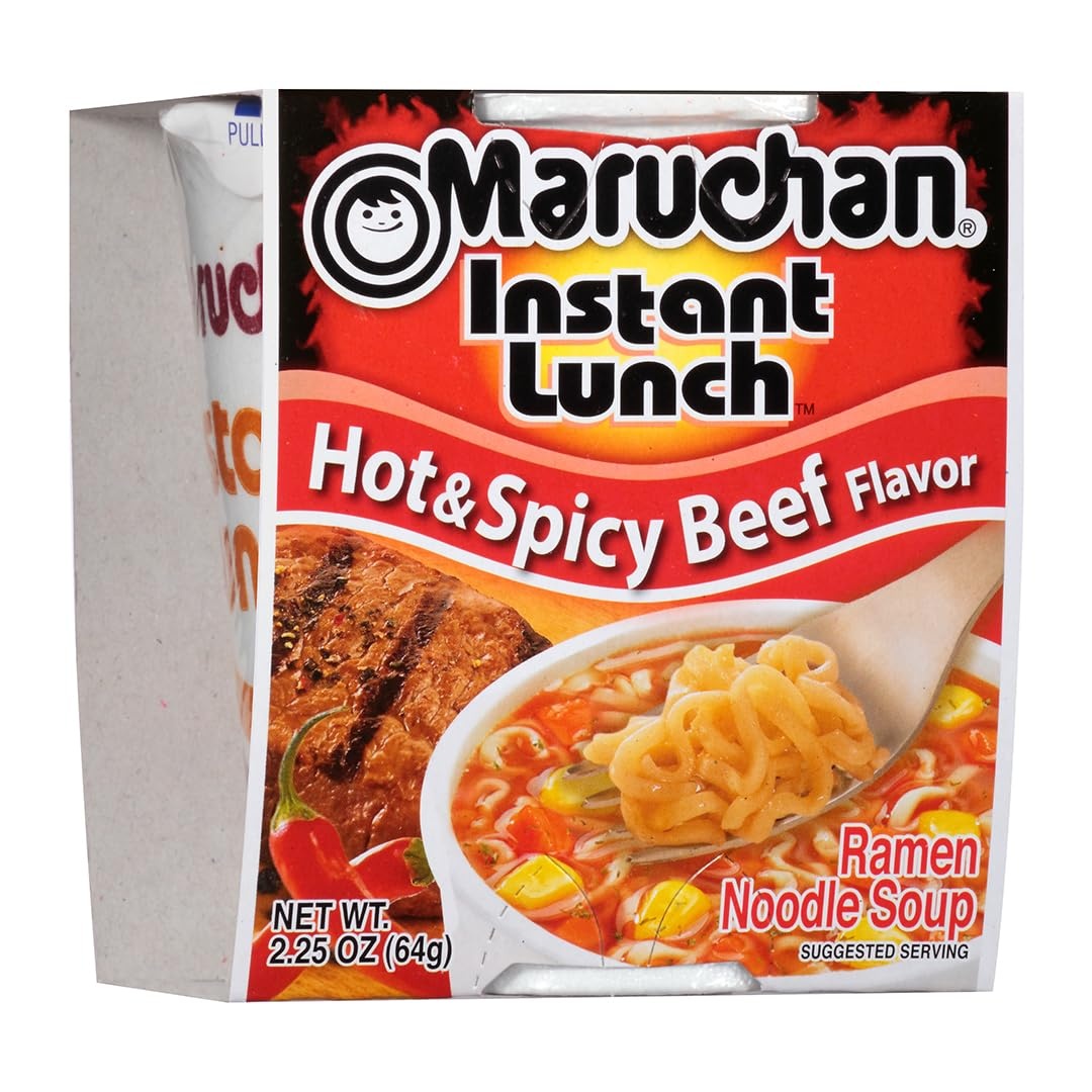 image:imageMaruchan Instant Lunch Ramen Noodles Flamin Hot Chicken Flavor JapaneseStyle Instant Noodle Soup Easy Meal Ready in 3 Minutes 225 Oz 12 PackHot Spicy Beef Pack of 24