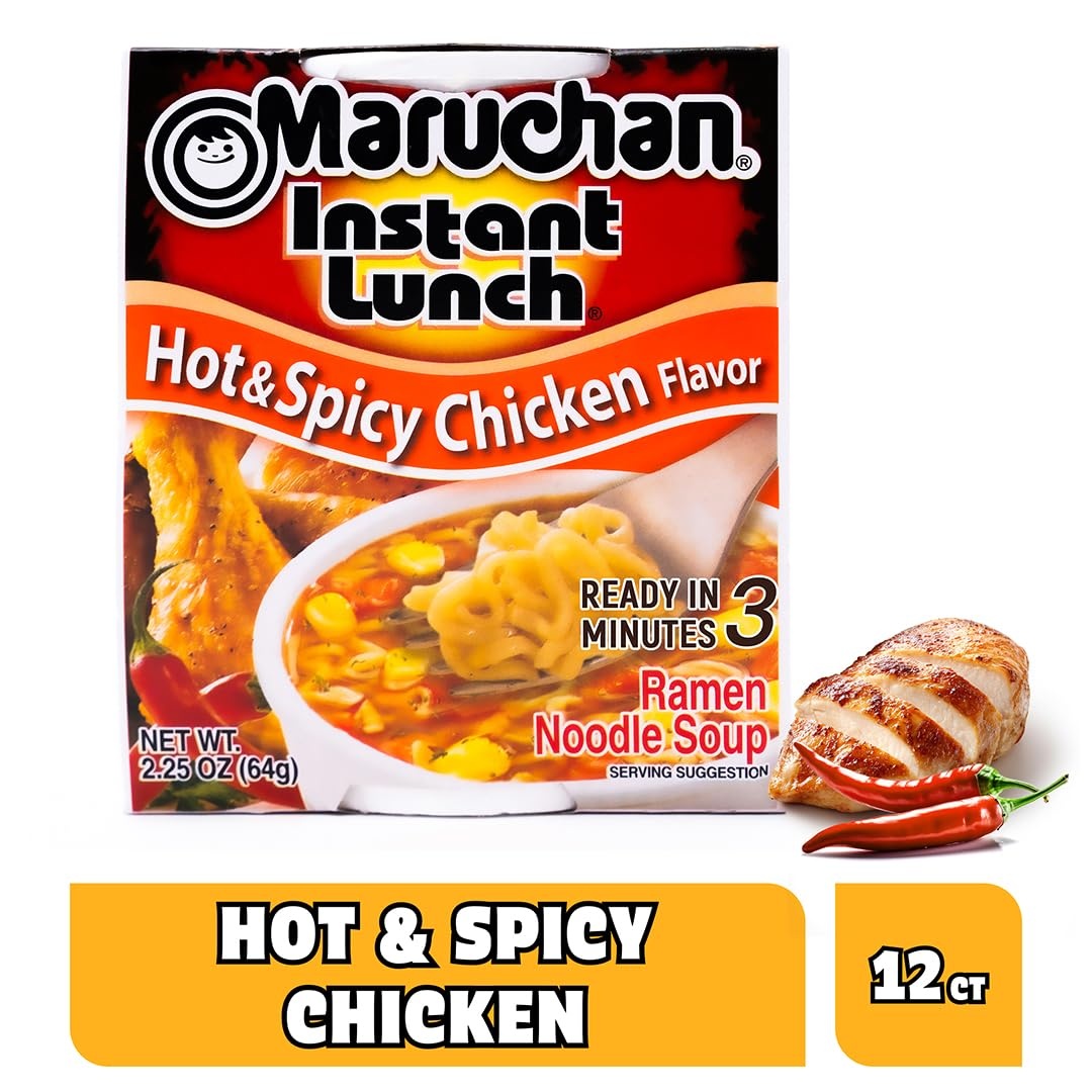 image:imageMaruchan Instant Lunch Ramen Noodles Flamin Hot Chicken Flavor JapaneseStyle Instant Noodle Soup Easy Meal Ready in 3 Minutes 225 Oz 12 PackHot Spicy Chicken