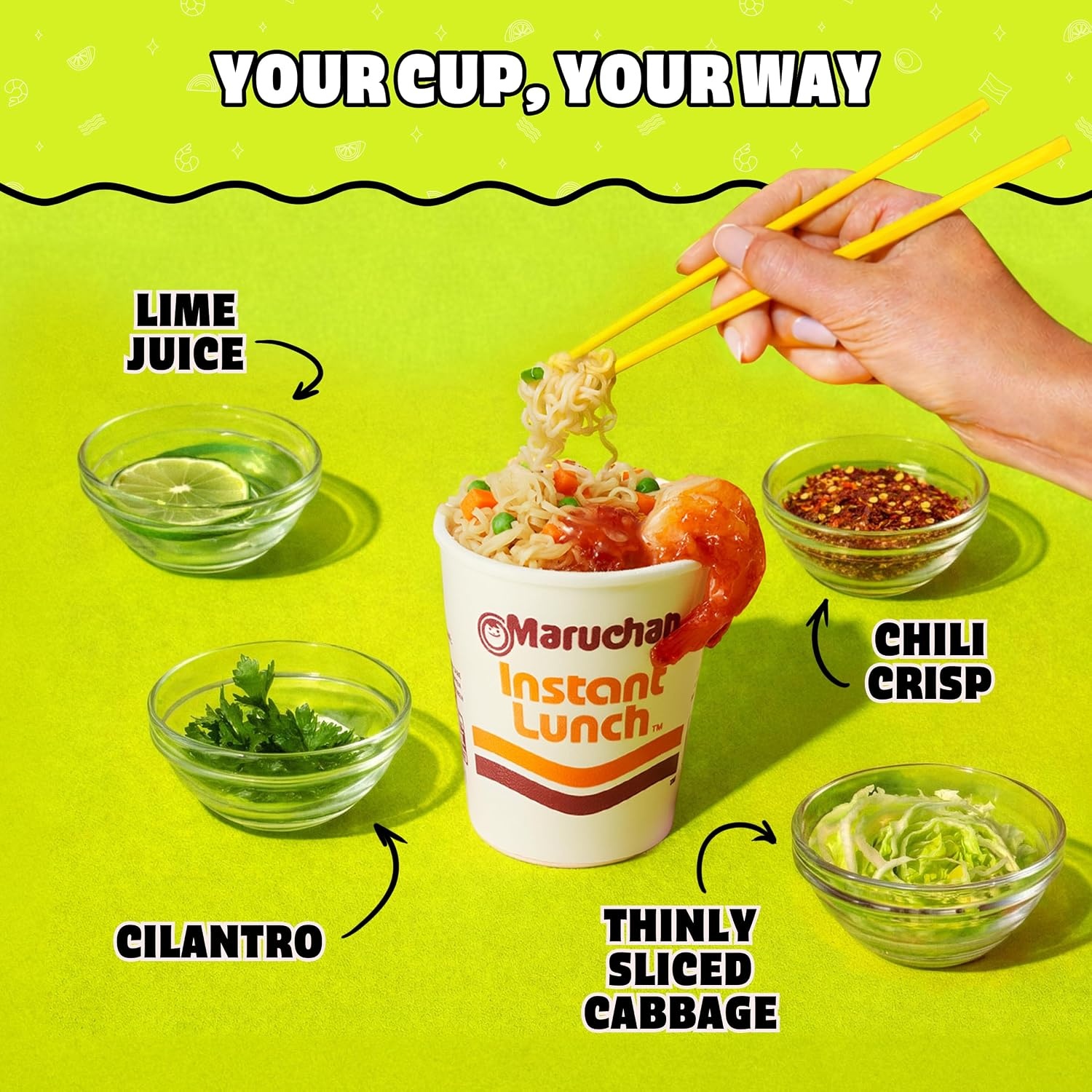 image:imageMaruchan Instant Lunch Ramen Noodles Flamin Hot Chicken Flavor JapaneseStyle Instant Noodle Soup Easy Meal Ready in 3 Minutes 225 Oz 12 PackLime Chili Shrimp