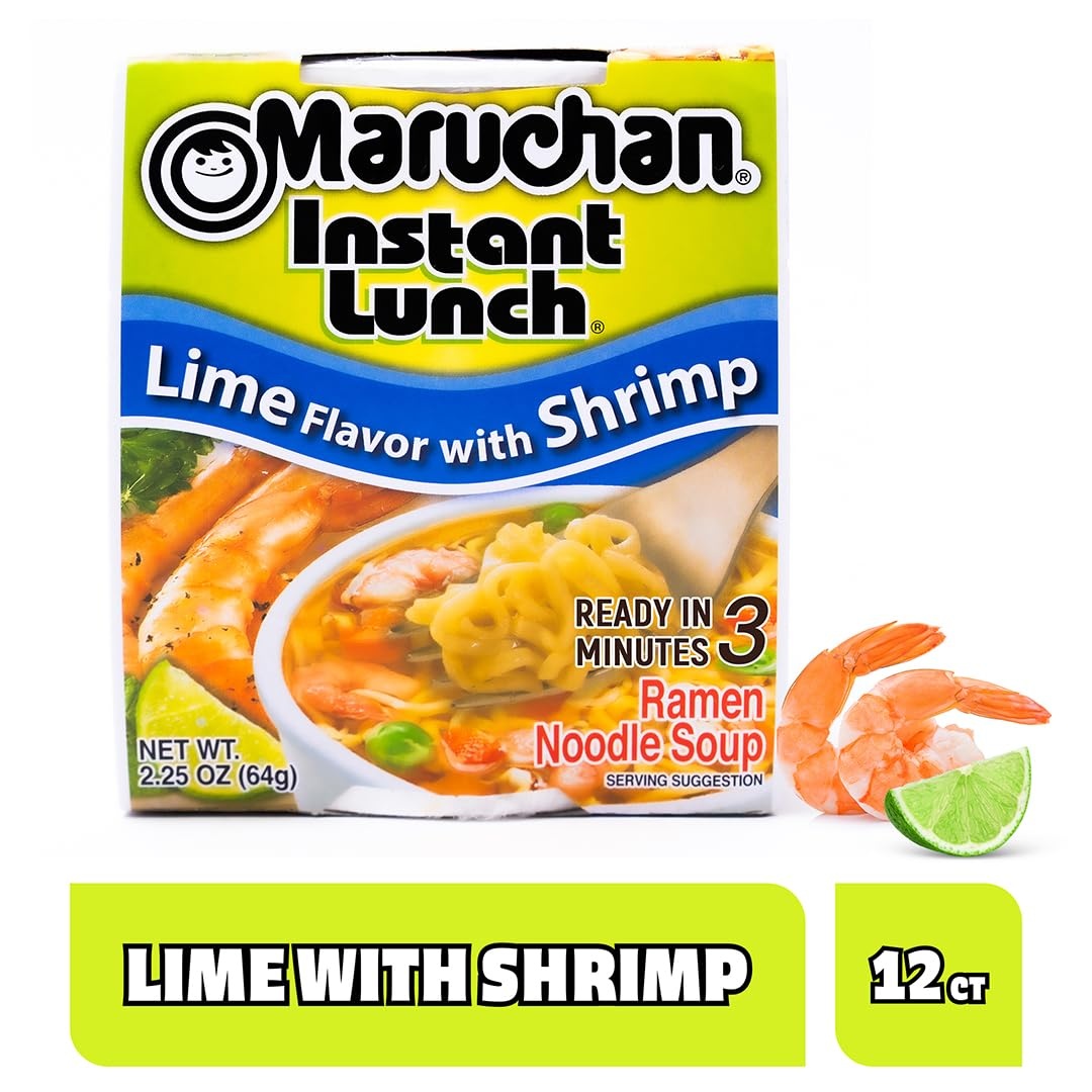 image:imageMaruchan Instant Lunch Ramen Noodles Flamin Hot Chicken Flavor JapaneseStyle Instant Noodle Soup Easy Meal Ready in 3 Minutes 225 Oz 12 PackLime Shrimp